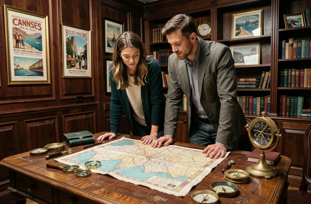 Joueurs explorant des énigmes thématiques à l'escape game Curious World de Cannes